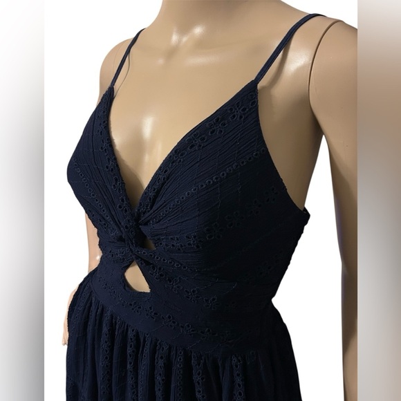 Angie Peek a boo Sundress Fairy Country Festival Tiered Women L Midnight Blue - Picture 4 of 9